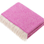 100% Fuchsia Merino Wool Throw Blanket, Brights Collection - Bronte by Moon