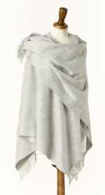 100% Purple Merino Wool Shawl, Poncho Wrap - Bronte by Moon - Image 3