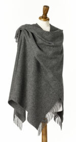 100% Purple Merino Wool Shawl, Poncho Wrap - Bronte by Moon - Image 4