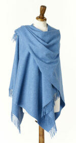 100% Purple Merino Wool Shawl, Poncho Wrap - Bronte by Moon - Image 5