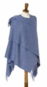 100% Purple Merino Wool Shawl, Poncho Wrap - Bronte by Moon - Image 6