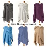 100% Purple Merino Wool Shawl, Poncho Wrap - Bronte by Moon - Image 2