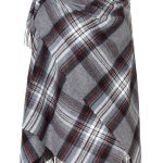 100% Grey Stewart Merino Wool Tartan Shawl, Poncho Wrap Bronte by Moon