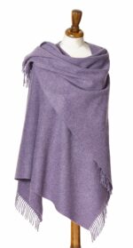 100% Purple Merino Wool Shawl, Poncho Wrap - Bronte by Moon - Image 8