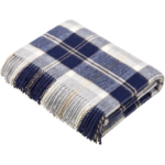 Bannockbane Silver Scottish Tartan Throw Blanket 100% Merino Lambswool, Made by Bronte by Moon in UK - Tartan collection