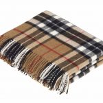 Camel Thompson Scottish Tartan Throw Blanket 100% Merino Lambswool, Made by Bronte by Moon in UK - Tartan collection