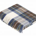 Muted Blue Stewart Scottish Tartan Throw Blanket 100% Merino Lambswool, Made by Bronte by Moon in UK - Tartan collection
