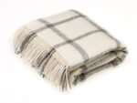 Natural Windowpane Cream 100% Pure New Wool Throw Blanket – Made by Bronte by Moon in UK