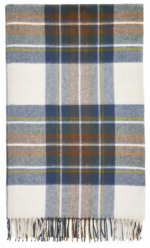 Muted Blue Stewart Scottish Tartan Throw Blanket 100% Merino Lambswool, Made by Bronte by Moon in UK - Tartan collection - Image 2