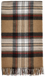 Camel Thompson Scottish Tartan Throw Blanket 100% Merino Lambswool, Made by Bronte by Moon in UK - Tartan collection - Image 2