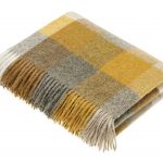 Harlequin Mustard 100% Pure New Wool Throw Blanket – Made by Bronte by Moon in UK