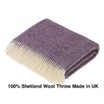 Lavender Shetland Lambswool Throw Blanket - Herringbone Collection, Made by Bronte by Moon in UK