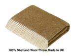 Gold Shetland Lambswool Throw Blanket, Made by Bronte by Moon in UK
