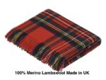 Royal Stewart Scottish Tartan Throw Blanket 100% Merino Lambswool, Made by Bronte by Moon in UK - Tartan collection