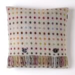 100% Merino Lambswool  Wool Multi Spot Cushion/Pillow double side with Real Feather,Made By Bronte By Moon in UK