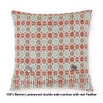 100% Merino Lambswool  Wool Cushion/Pillow double side with Real Feather,Made By Bronte by Moon in UK -Orange Coral/Mint Milan Collection