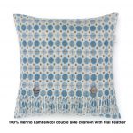 100% Merino Lambswool  Wool Cushion/Pillow double side with Real Feather,Made By Bronte by Moon in UK -Aqua Milan Collection