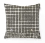 100% Merino Lambswool  Wool Cushion/Pillow double side with Real Feather,Made By Bronte by Moon in UK - Slate Athens Collection