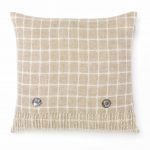 100% Merino Lambswool  Wool Cushion/Pillow double side with Real Feather,Made By Bronte by Moon in UK - Beige Athens Collection