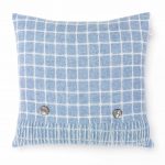 100% Merino Lambswool  Wool Cushion/Pillow double side with Real Feather,Made By Bronte by Moon in UK - Aqua Athens Collection
