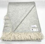 Special Offer 100% Light Grey Pure New Wool Throw Blanket – Made by Bronte By Moon in UK - Image 2