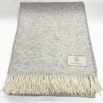 Special Offer 100% Light Grey Pure New Wool Throw Blanket – Made by Bronte By Moon in UK