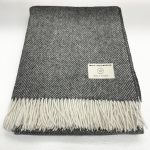 Special Offer 100% Dark Grey Pure New Wool Throw Blanket – Made by Bronte By Moon in UK