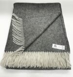Special Offer 100% Dark Grey Pure New Wool Throw Blanket – Made by Bronte By Moon in UK - Image 2