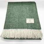 Special Offer 100% Green Pure New Wool Throw Blanket – Made by Bronte By Moon in UK
