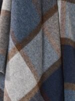 100% Merino Lambswool Throw Blanket Block Windowpane Blue - Bronte By Moon - Image 2