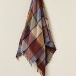 100% Merino Lambswool Throw Blanket Block Windowpane Damson - Bronte By Moon