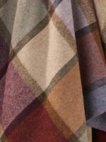 100% Merino Lambswool Throw Blanket Block Windowpane Blue - Bronte By Moon - Image 4