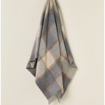 100% Merino Lambswool Throw Blanket Block Windowpane Beige - Bronte By Moon