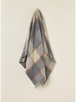 100% Merino Lambswool Throw Blanket Block Windowpane Blue - Bronte By Moon - Image 6