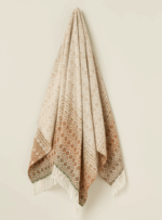 100% British Lambswool Ombre Diamond Natural Throw Blanket - Bronte By Moon - Image 3