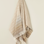 100% British Lambswool Ombre Diamond Natural Throw Blanket - Bronte By Moon