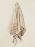 100% British Lambswool Ombre Diamond Natural Throw Blanket - Bronte By Moon
