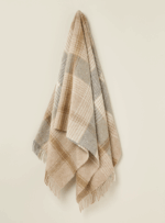 100% British Lambswool Block Check Silver / Pink Throw Blanket - Bronte By Moon - Image 3