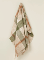 100% British Lambswool Block Check Silver / Pink Throw Blanket - Bronte By Moon - Image 5