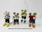 Handmade Wool Felt Football Mouse England,Spain,Brazil,Argentina – Unique Gift for Football Fans, Wool Mouse Ornament, Sports Decoration