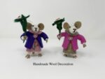 Handmade Wool Mouse with Flower Decoration – Standing or Hanging