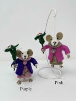 Handmade Wool Mouse with Flower Decoration – Standing or Hanging - Image 2