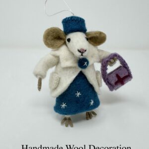 Handmade Wool NHS Nurse Mouse Decoration Gift – Standing or Hanging