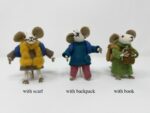 Handmade Handcrafted Wool Felt Mouse Decorations with Backpack, Scarf, Book – Adorable & Unique! - Image 2
