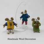 Handmade Handcrafted Wool Felt Mouse Decorations with Backpack, Scarf, Book – Adorable & Unique!