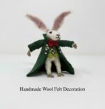 Handmade Wool Felt White Rabbit – Alice in Wonderland Inspired Decoration