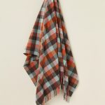 100% Merino Lambswool Patchwork Aqua / Rust Throw Blanket - Bronte By Moon