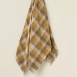 100% Merino Lambswool Patchwork Gold Throw Blanket  - Bronte By Moon