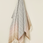 100% British Lambswool Ombre Diamond Silver / Pink Throw Blanket - Bronte By Moon