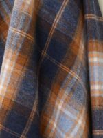 100% Merino Lambswool Throw Blanket Block Winterton Navy - Bronte By Moon - Image 2